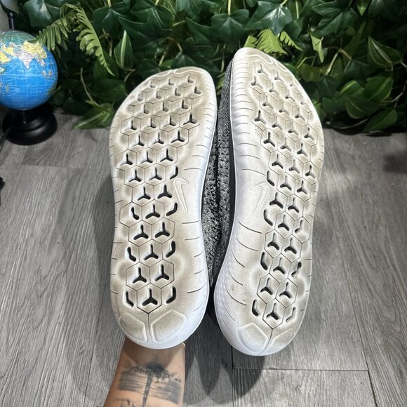 Nike Free RN Flyknit 2018 Men's Size 14 Running Shoes Black White Oreo - Picture 7 of 10